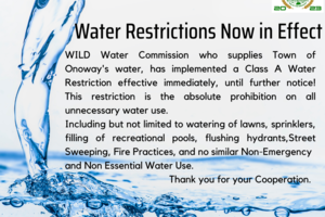 Non Essential Water Restrictions Effective Immediately until further notice
